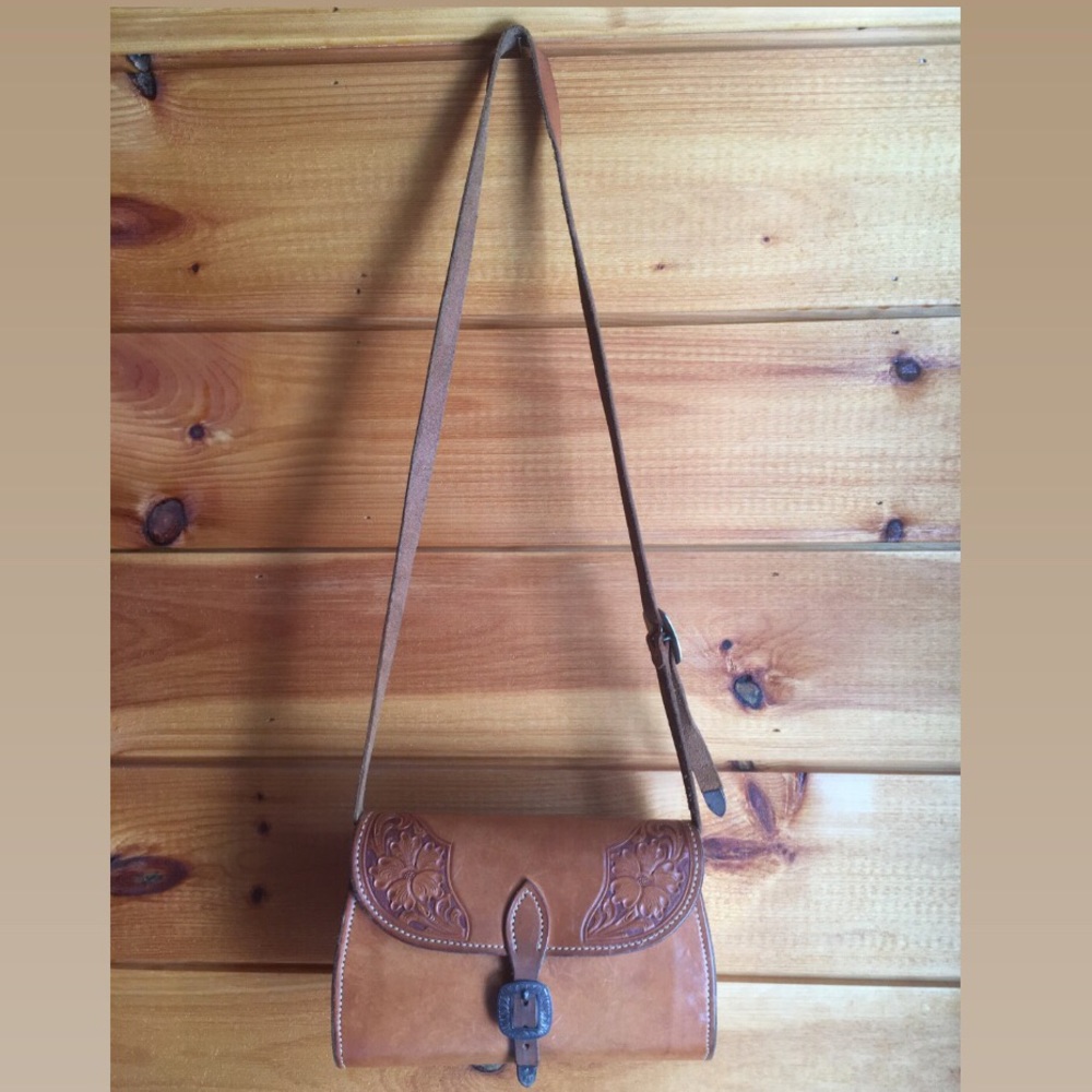 Cowboy Trappings tooled/stamped leather purse.